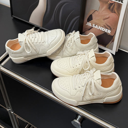 Damen sportive Sneaker aus hochwertigem Leder mit atmungsaktiver Mesh-Zunge EB