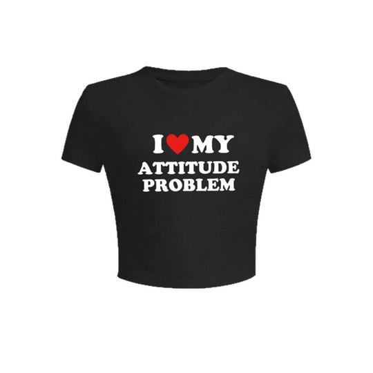 Damen Crop-T-Shirt mit humorvollem Spruch und figurbetontem Schnitt EB