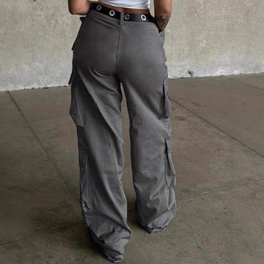 Damen Cargo-Hose mit breitem Schnitt und funktionalen Taschen EB