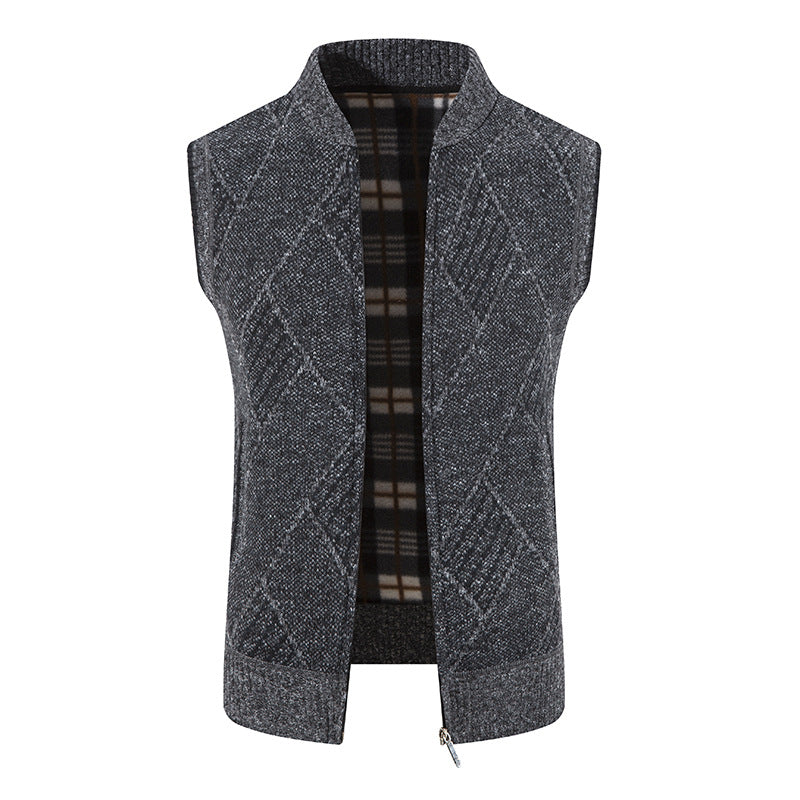 Herren modische Strickweste mit strukturiertem Rautenmuster EB