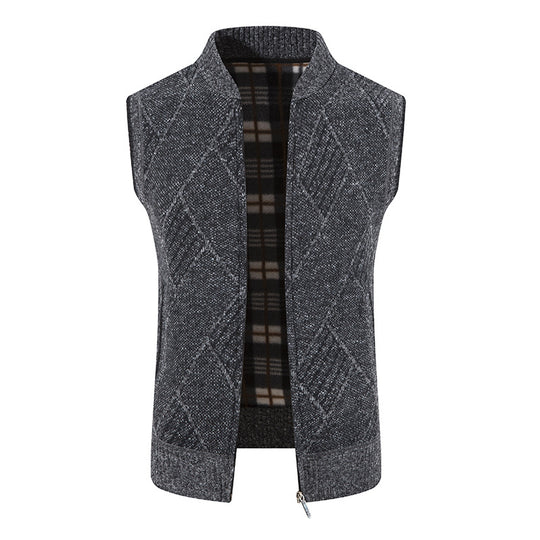 Herren modische Strickweste mit strukturiertem Rautenmuster EB
