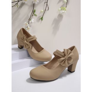 Damen Pumps mit verstellbarem Riemen und dekorativem Schleifendetail EB