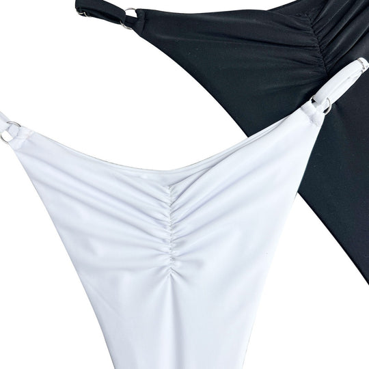 Damen Bikini-Höschen mit raffinierten Raffungselementen und hohem Beinausschnitt EB