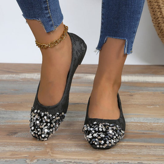 Damen Glitzernde Ballerinas EB