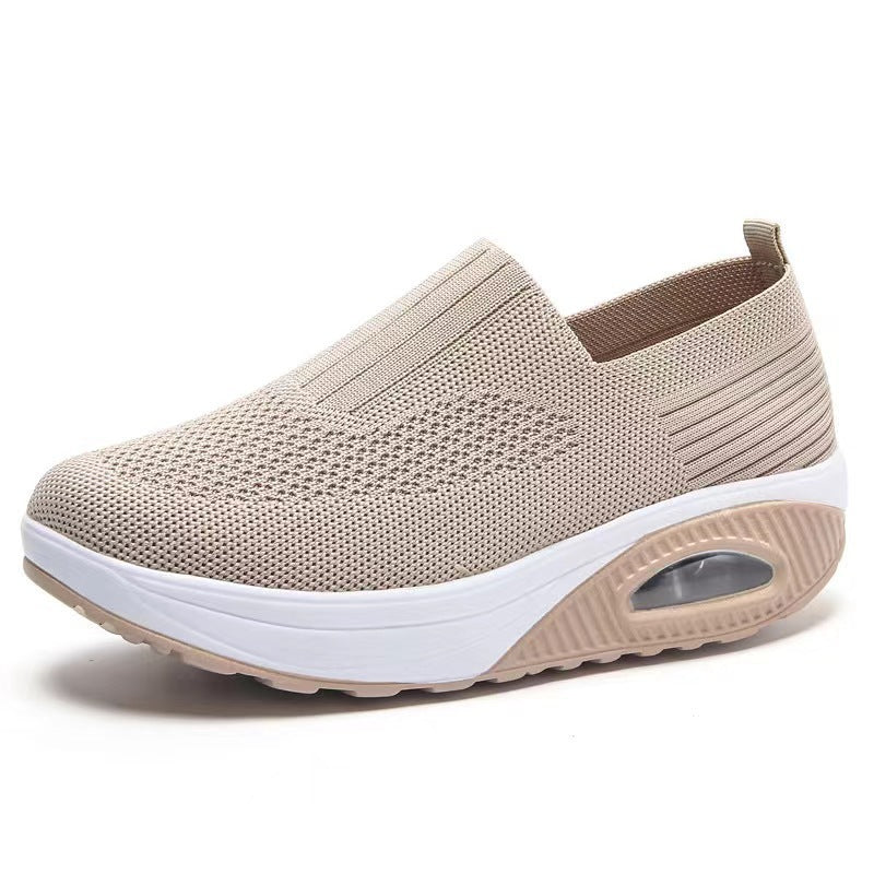 Damen Sportliche Slip-On Sneakers mit atmungsaktiver Strickoberfläche EB