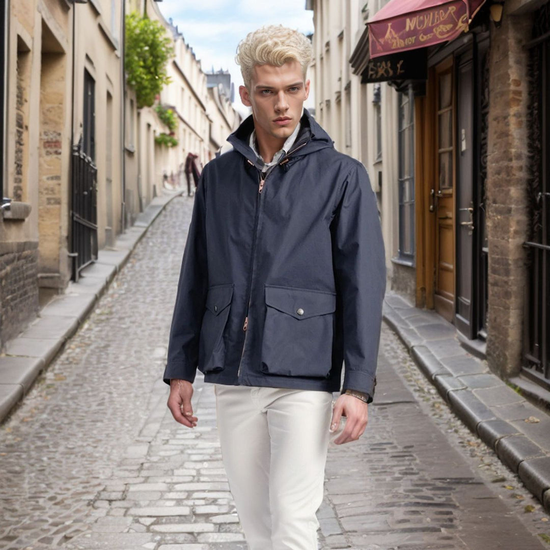 Herren funktionale Übergangsjacke mit verstellbarem Kapuzenkragen EB