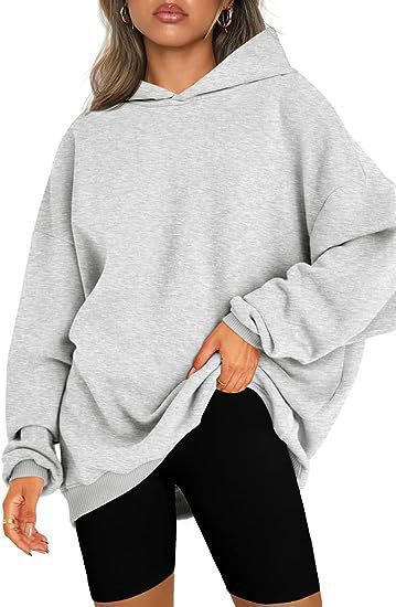 Damen nan Oversize-Kapuzenpullover im Longline-Schnitt mit Raglanärmeln und weichem Innenfutter EB