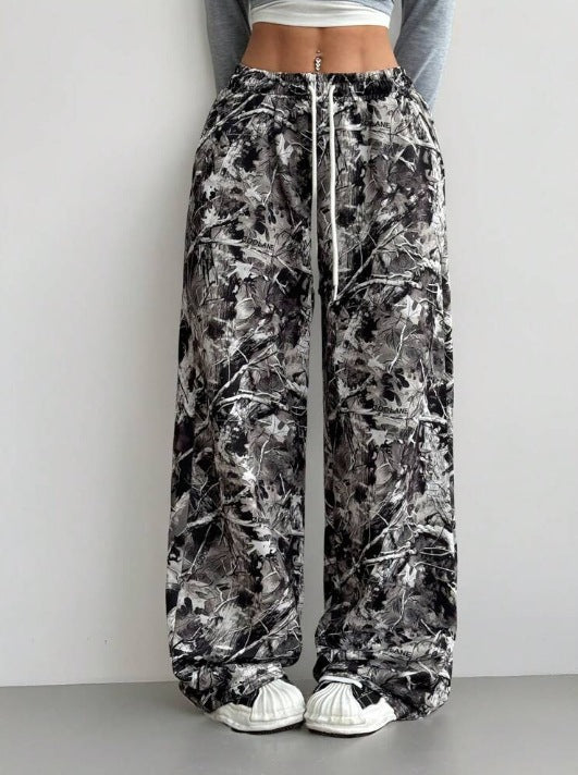 Damen Modische Freizeithose mit auffälligem Print und elastischem Bund EB