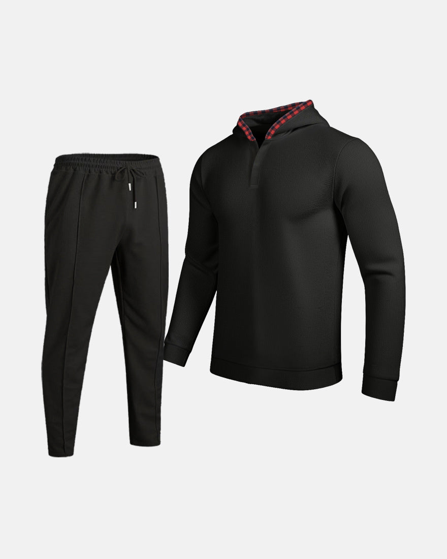 Herren Sportlicher Hoodie mit Karodetails und passtgenauen Jogginghose EB