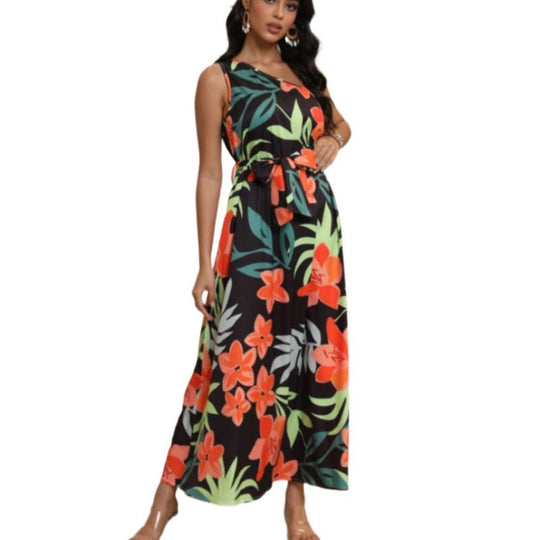 Damen Maxikleid mit floralem Design und schmalem Schnitt EB