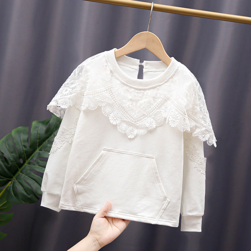 Damen Sweatshirt mit verlunter Spitze EB