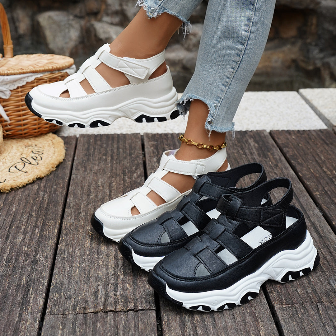 Damen  sportive Plateau-Sandalette im Sneakerstil mit verstellbaren Riemen und dämpfender EVA-Sohle EB