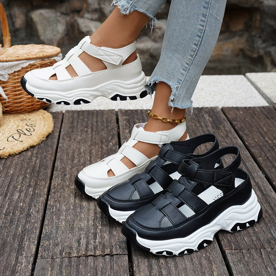 Damen  sportive Plateau-Sandalette im Sneakerstil mit verstellbaren Riemen und dämpfender EVA-Sohle EB