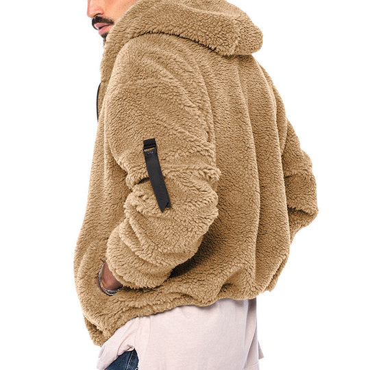 Herren nan Sherpa-Fleece Kapuzenjacke mit durchgehendem Reißverschluss und Ärmel-Tasche EB