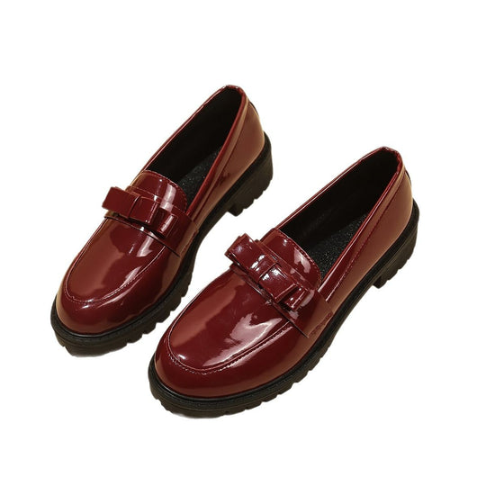 Damen Glänzende Loaferschuhe mit Eleganter Schnalle EB