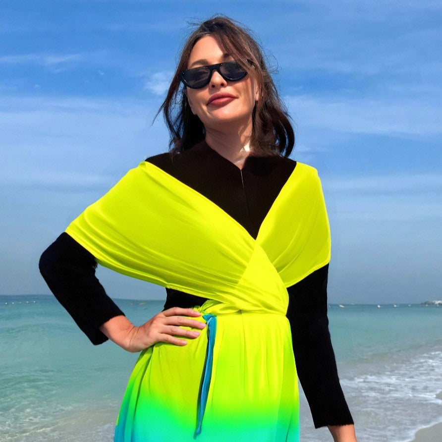 Damen Strandkleid mit Wickel- und Farbverlauf EB