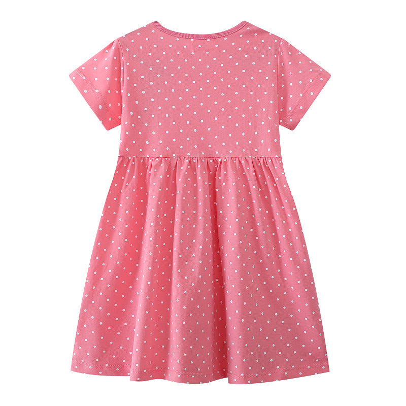 Mädchen Kleid mit lustigem Mausmotiv und Punkten EB