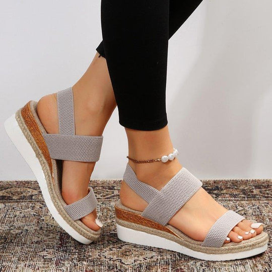 Damen Wedge-Sandalen mit verstellbaren Riemen und komfortablem Fußbett EB
