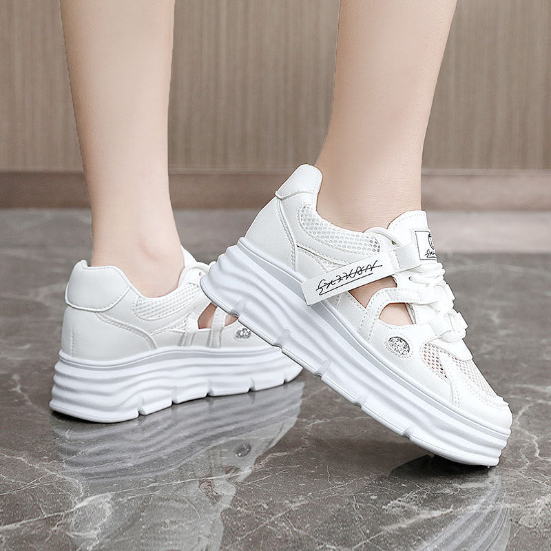 Damen Sportliche Plateau Sneakers mit atemberaubendem Design und verstellbarem Klettverschluss EB