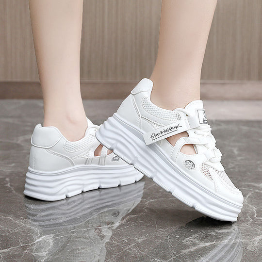 Damen Sportliche Plateau Sneakers mit atemberaubendem Design und verstellbarem Klettverschluss EB