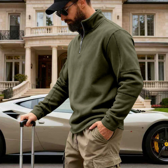 Herren nan Halbzip-Fleecepullover mit Stehkragen, verstärkten Nähten und reiseoptimiertem Schnitt EB