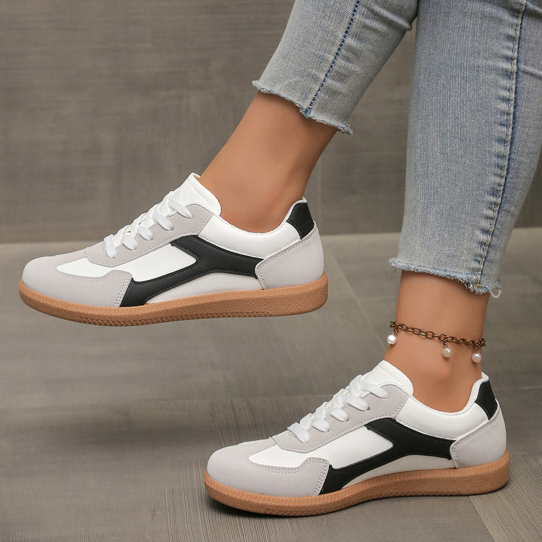 Damen sportliche Sneakers im Retro-Stil mit atmungsaktiver Oberflächenstruktur und rutschfester Sohle EB