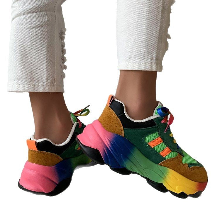 Damen Sportliche Sneakers mit buntem Design und verspielten Schnürsenkeln EB