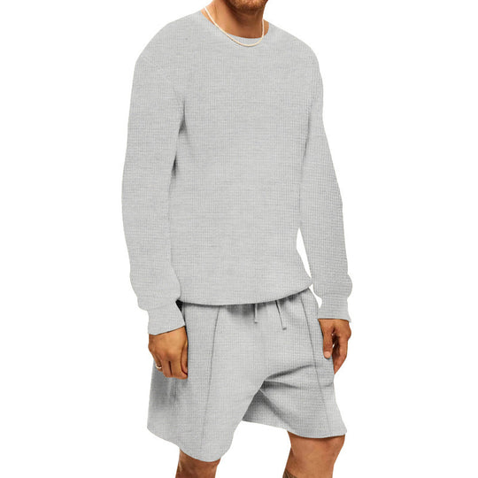Herren lässiges Sweatshirt- und Shorts-Set mit strukturiertem Design EB