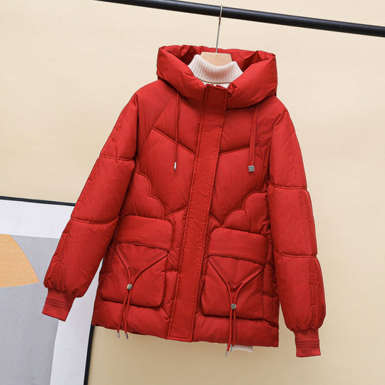 Damen gesteppte Winterjacke mit Kapuze und Herzdetails EB