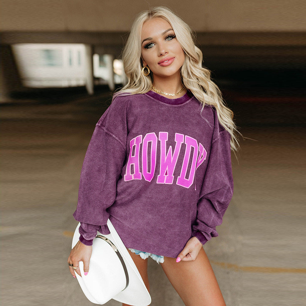 Damen Lässiges Pullover mit Schriftzug und lockerer Passform EB