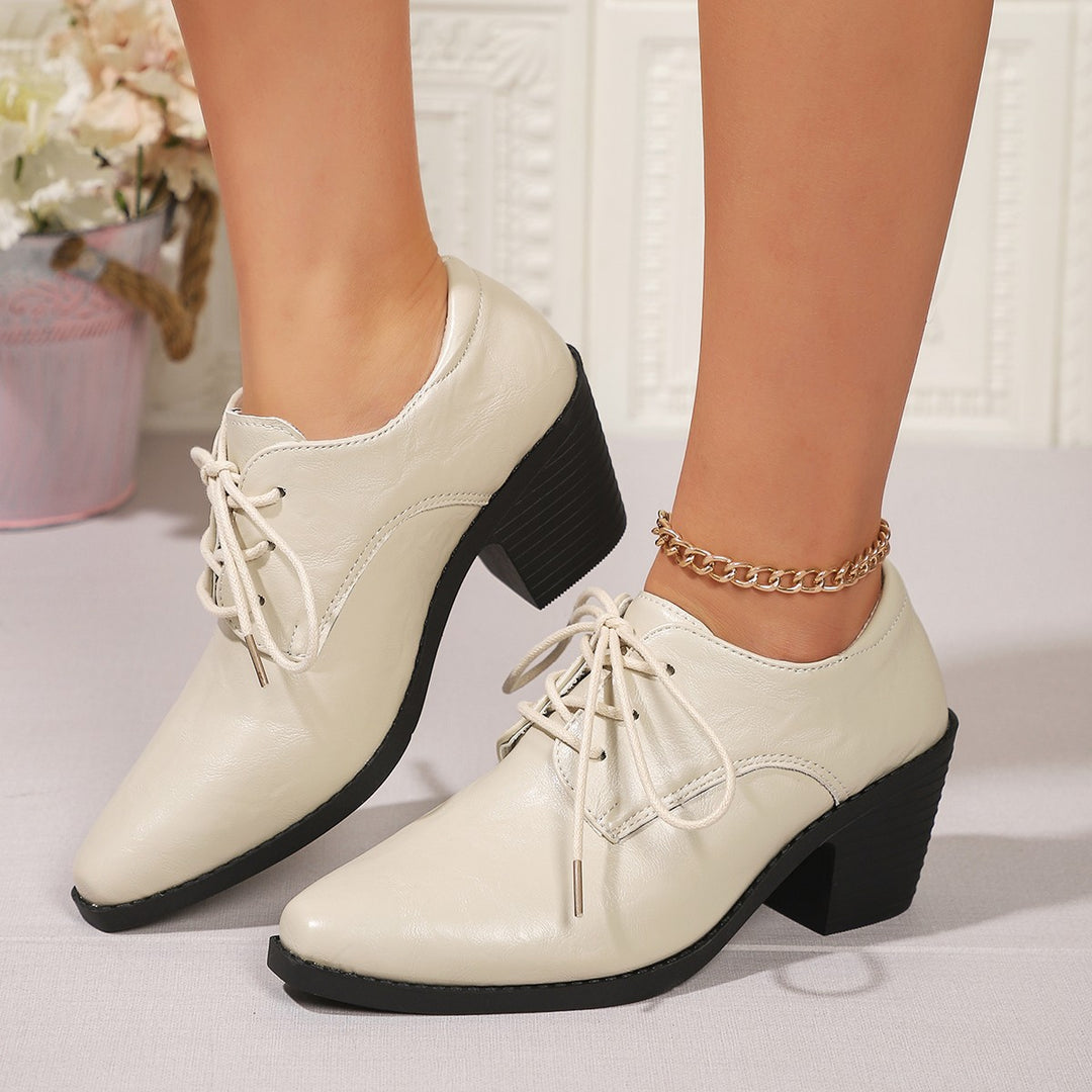 Damen Modische Schnürschuhe mit Blockabsatz EB