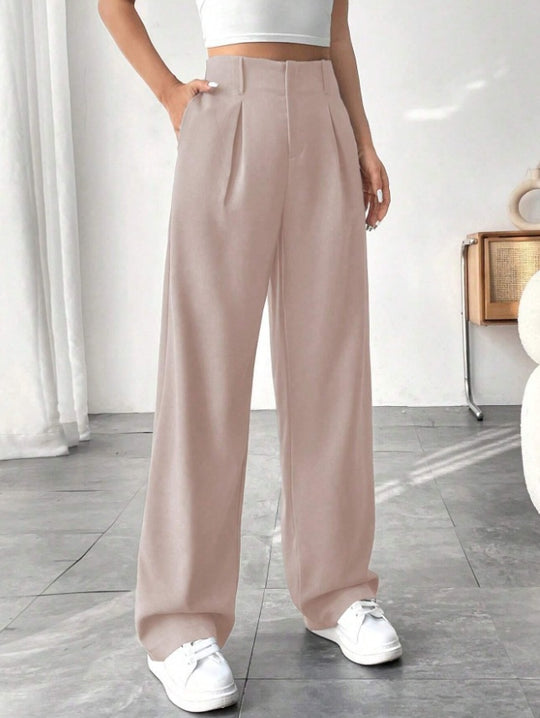 Damen Elegante Bundfaltenhose mit weitem Schnitt EB