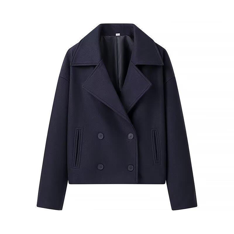 Damen elegante Wolljacke mit doppelter Knopfleiste und modernen Details EB