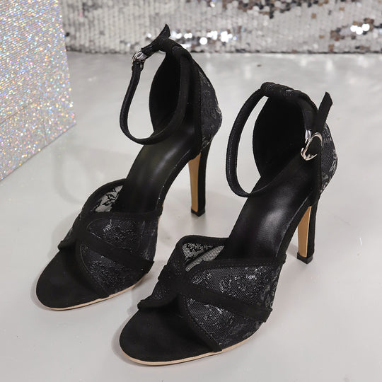 Damen elegante High Heels mit filigranem Schnallen-Design EB