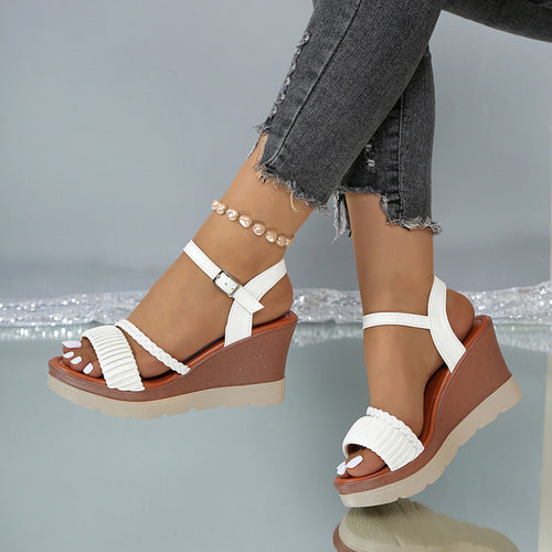 Damen Wedge-Sandalen mit eleganten Riemen und komfortablem Fußbett EB