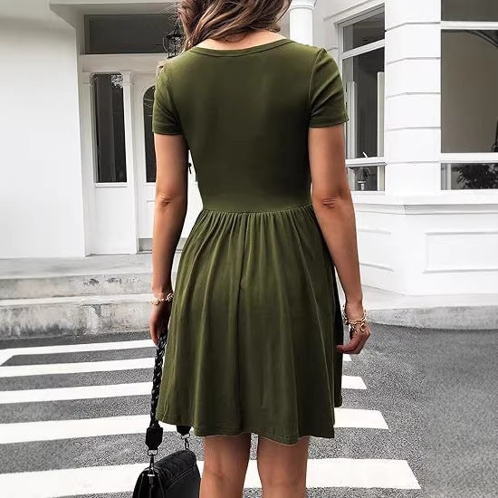 Damen Kurzarm Kleid EB