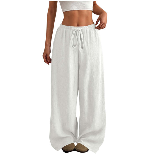 Damen Weite Sommerhose aus leichtem Stoff mit Gummizug EB