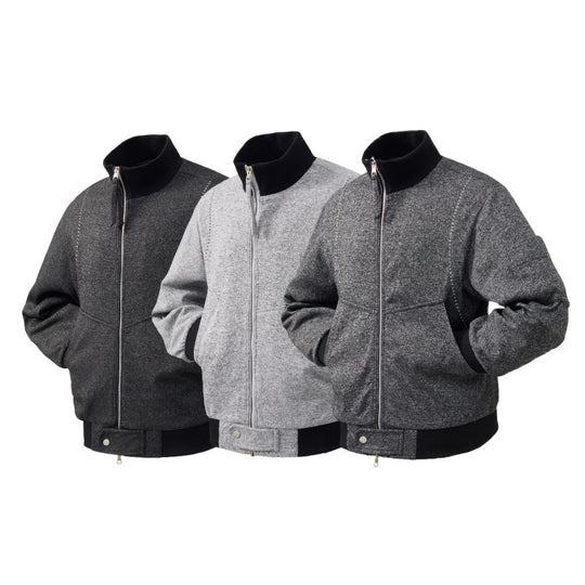 Herren Wollmix-Bomberjacke mit Stehkragen, Rippbündchen und Utility-Ärmeltasche EB