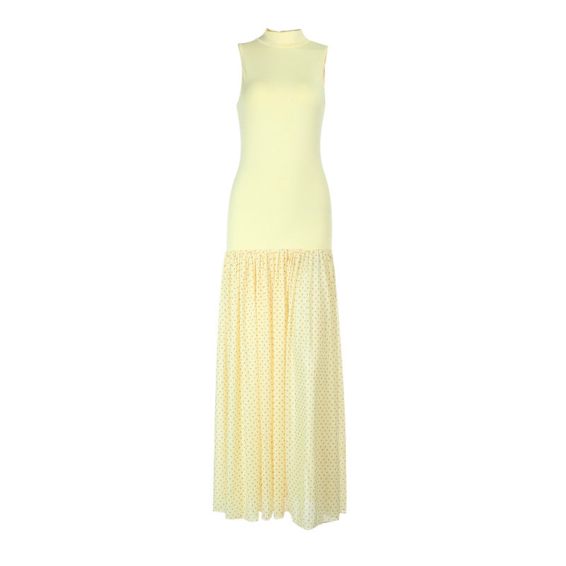 Damen Maxikleid mit ärmellosem Oberteil und romantischem Rüschensaum EB
