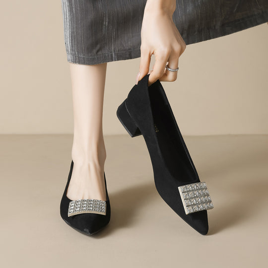 Damen Elegante Ballerinas mit funkelndem Steinbesatz EB