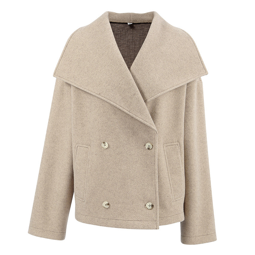 Damen Oversized Wolljacke mit breitem Revers EB