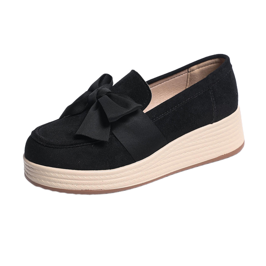 Damen Mokassin-Schuhe mit dekorativem Schleifenakzent und leichtem Wedge-Design EB