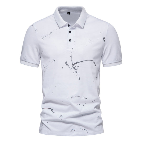 Herren Poloshirt mit kreativen Spritzdruck und hochwertiger Baumwolle EB