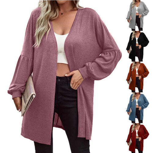 Damen Oversize Cardigan mit eleganten Puffärmeln EB