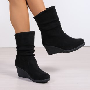Damen Modische Wedge-Stiefeletten aus weichem Wildleder EB