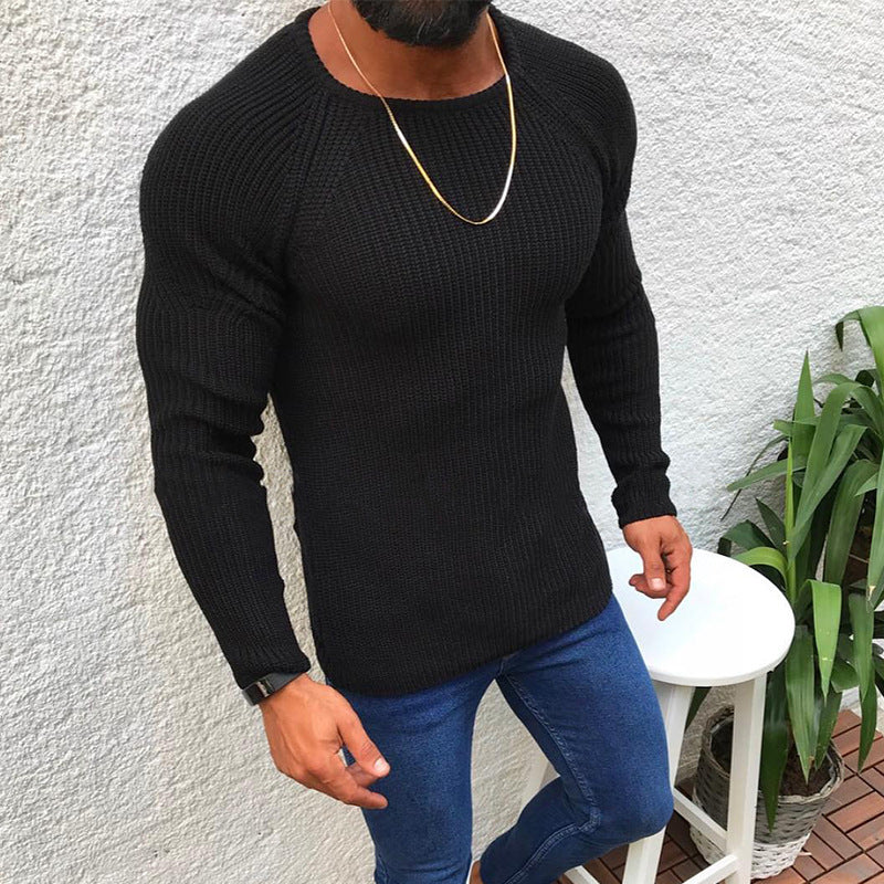 Herren Strickpullover mit strukturierter Oberfläche und Raglanärmeln EB