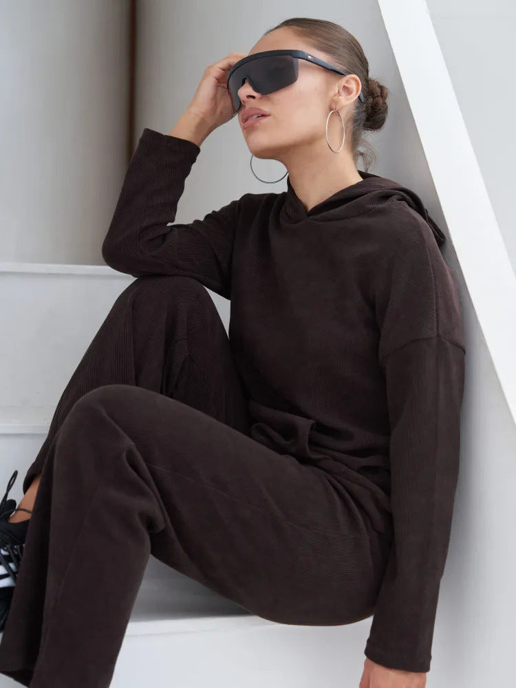 Damen bequemer Kapuzenpullover mit passender Jogginghose EB