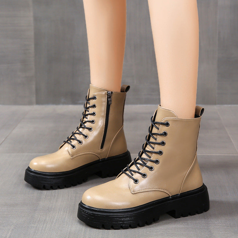 Damen Schnürstiefel mit robustem Profil und modischer Schnürung EB