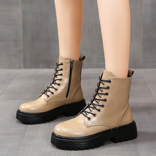 Damen Schnürstiefel mit robustem Profil und modischer Schnürung EB
