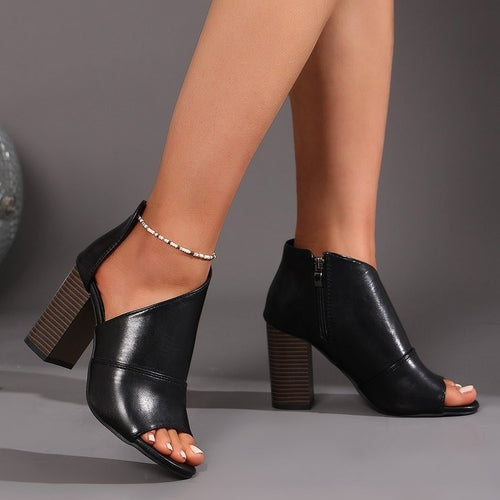 Damen Sandaletten mit peep-toe Design und modischem Reißverschluss EB
